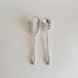Sheraton silver plated serving cutlery set in aged silver, spoon and strainer spoon, 1990s Italian tableware