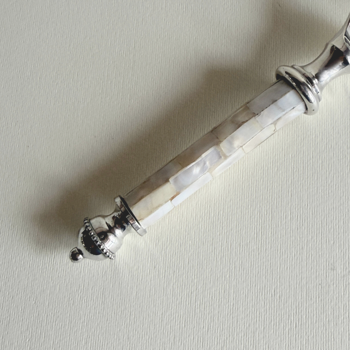 Stainless Steel Bottle Opener and Corkscrew Set I Mother of Pearl and Silver Plate