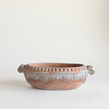 Antique Italian terracotta oval pot in warm brown unglazed clay, 1950s decorative pot with drainage hole