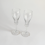 Italian champagne tulip flutes — close-up of tulip bowl showing clear glass and mid-century form