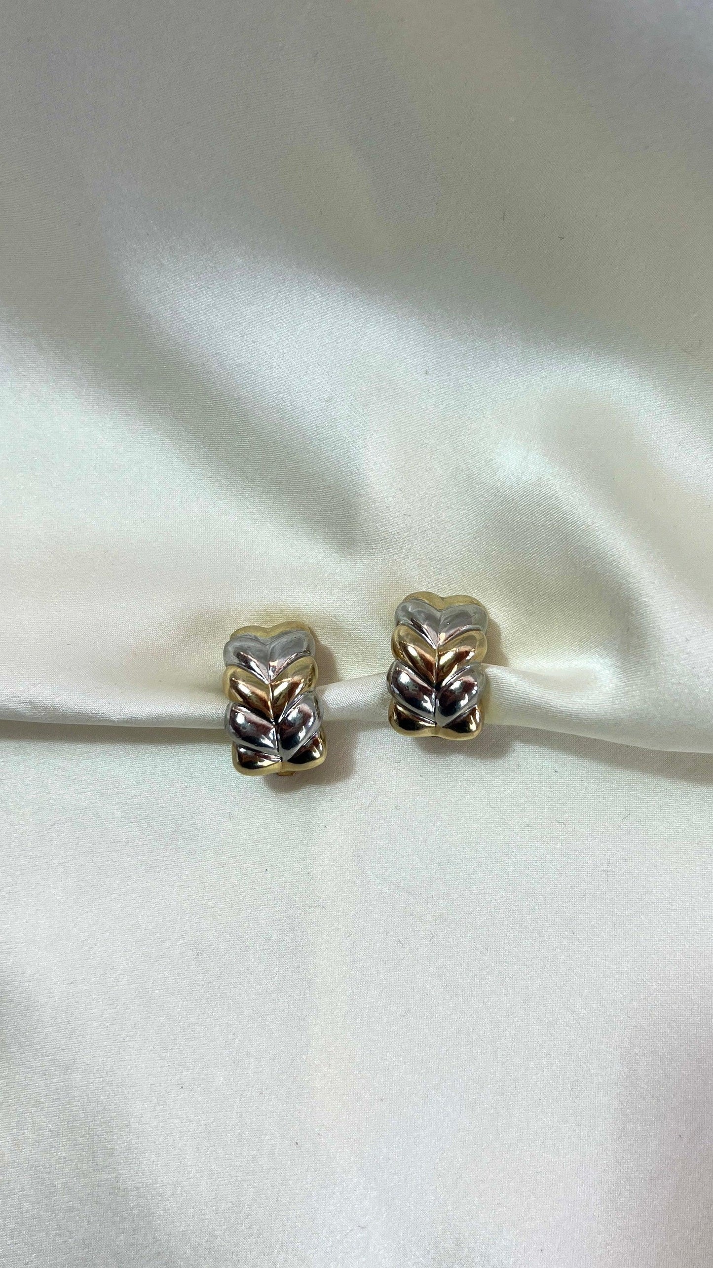 two tone braided clip earrings gold silver