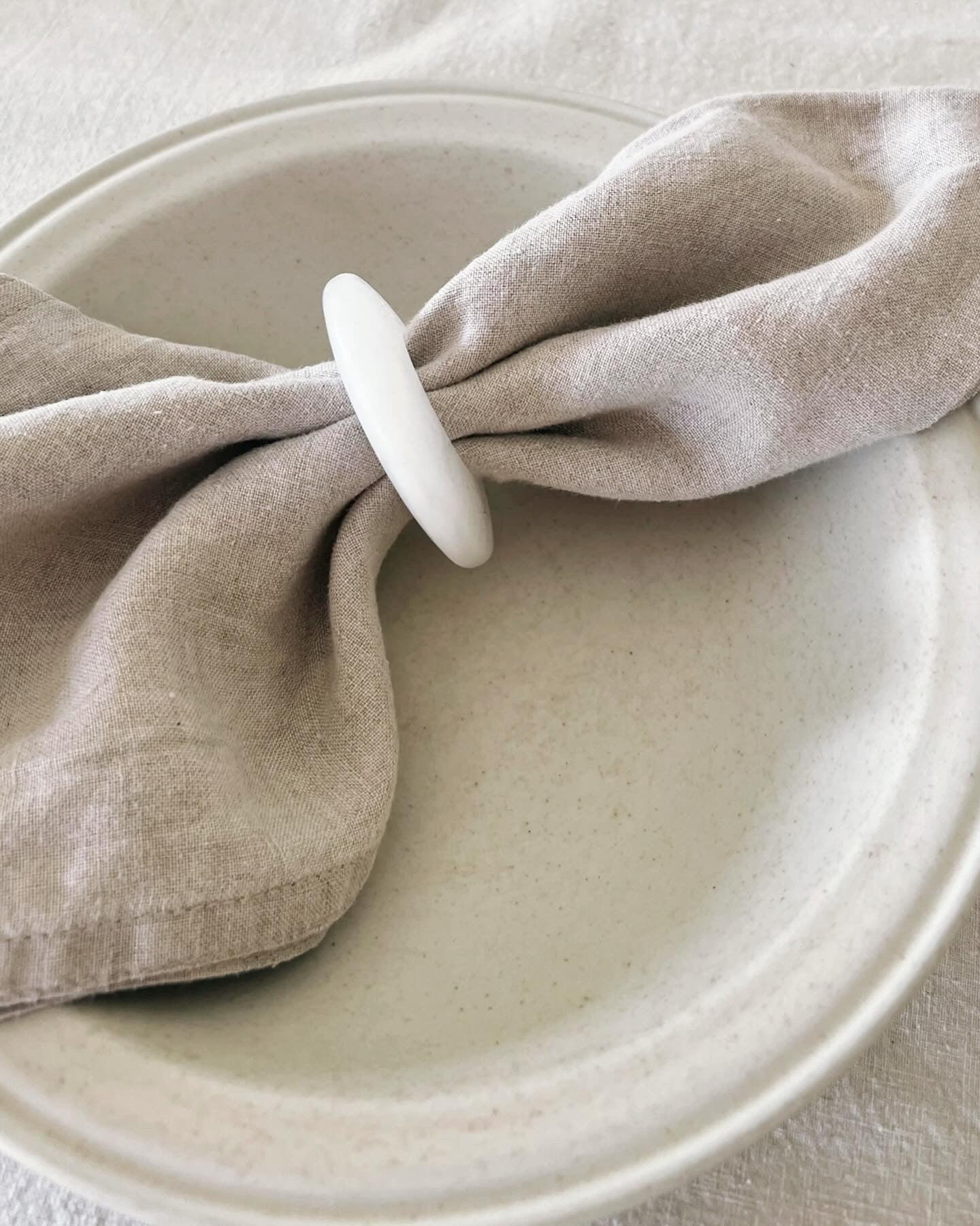 white alasbaster stone napkin ring