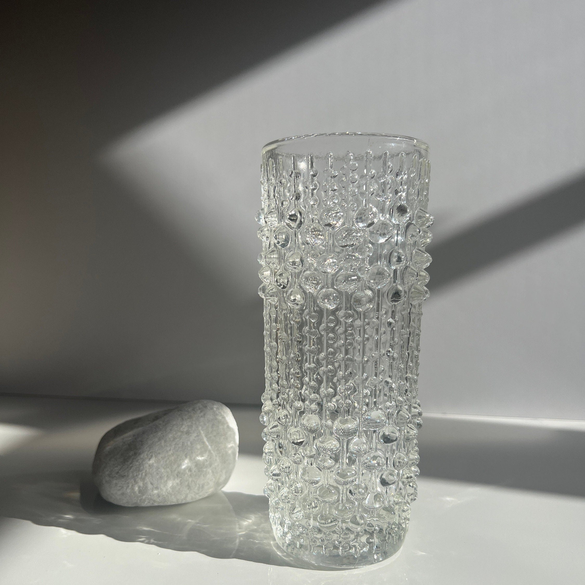 Sklo Union 1970s glass candle wax vase, front view