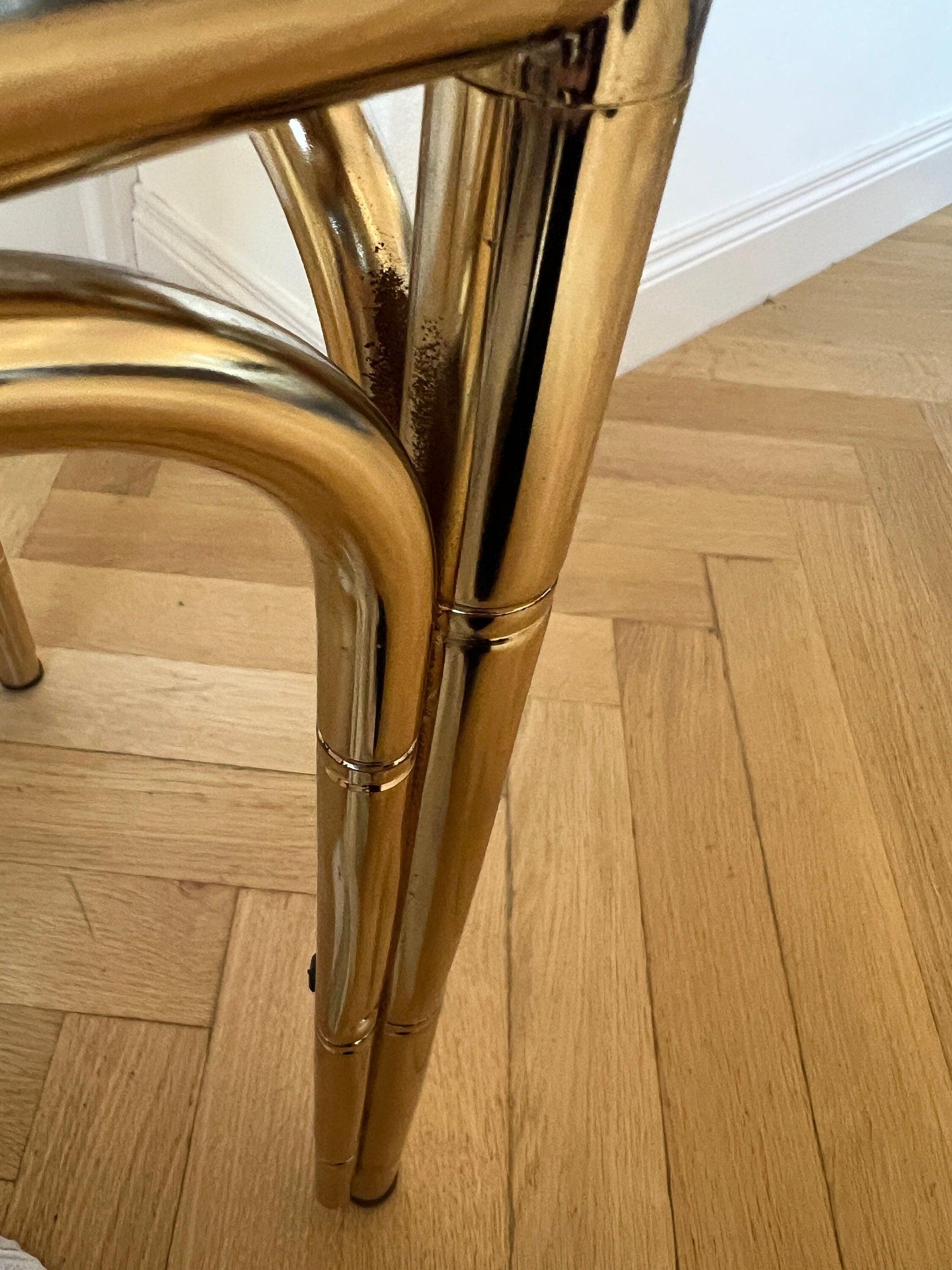 70s Italian Bamboo design brass side table - L'Officina General Store 